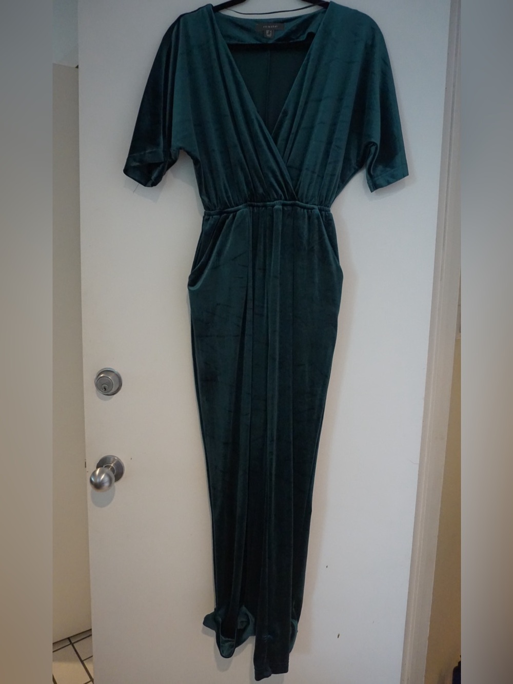 Primark Emerald Green Velvet Wrap-Style Maxi Dress